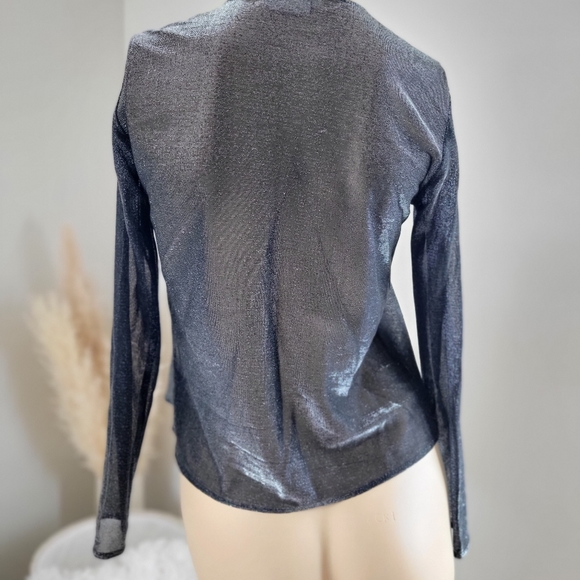 Vintage tie sheer metallic long sleeve top - Picture 8 of 10